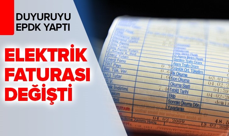 Elektrik faturalarına yeni düzenleme