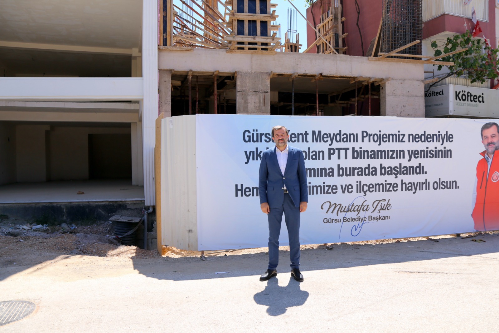 Gürsu'nun Yeni Ptt Hizmet Binası Hızla Yükseliyor